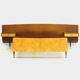 Mid century double bed bedroom set + floating nightstands in teak & maple