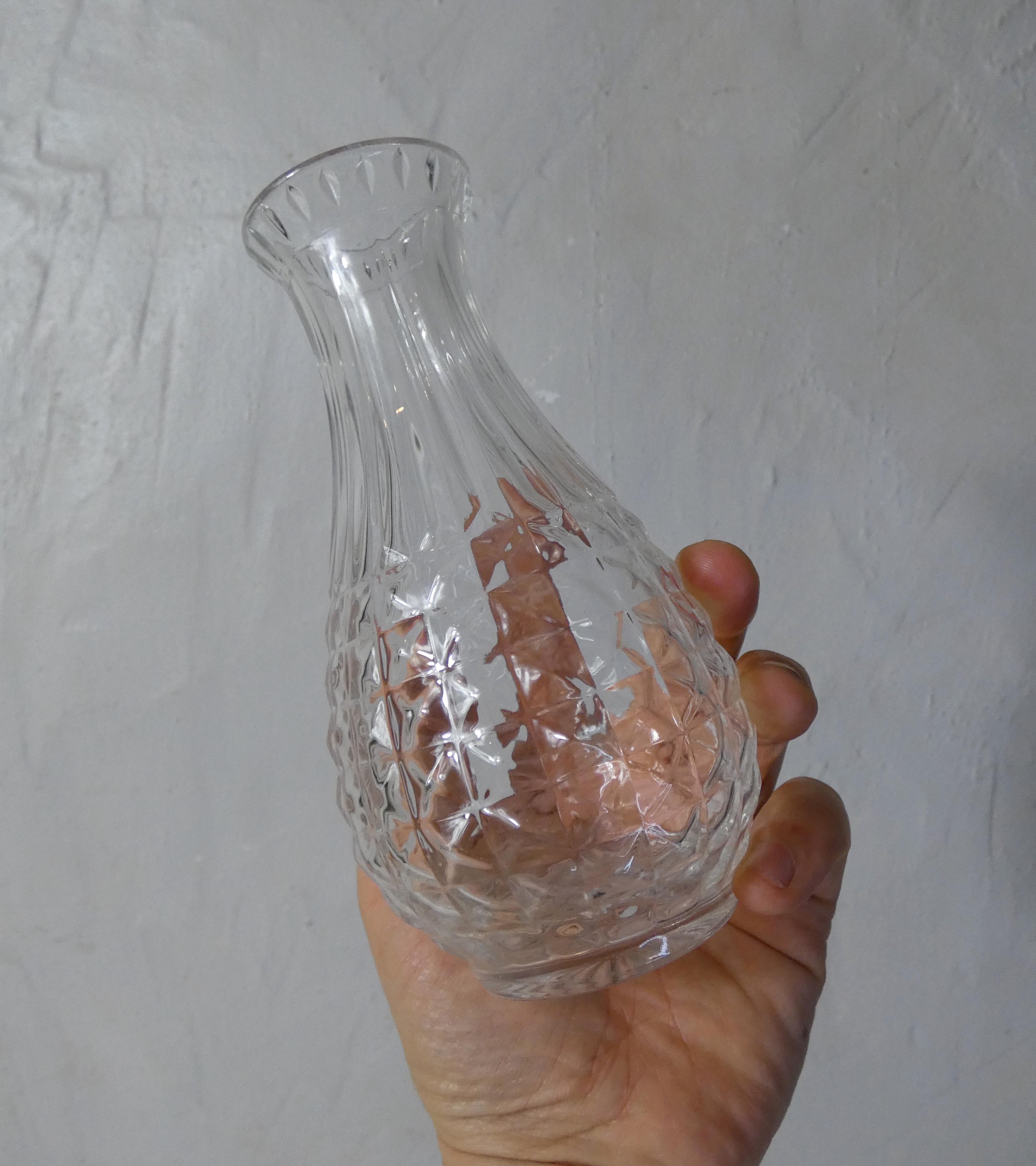 2 vintage molded glass vases 50s