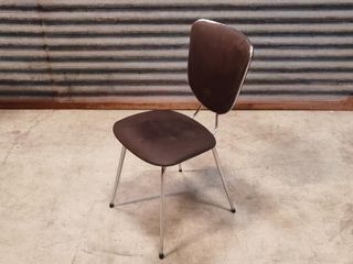 Set of 6 chairs in chrome and vinyl brand "le gal" 70