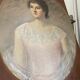 Oil painting canvas portrait woman lace dress 19th century merl