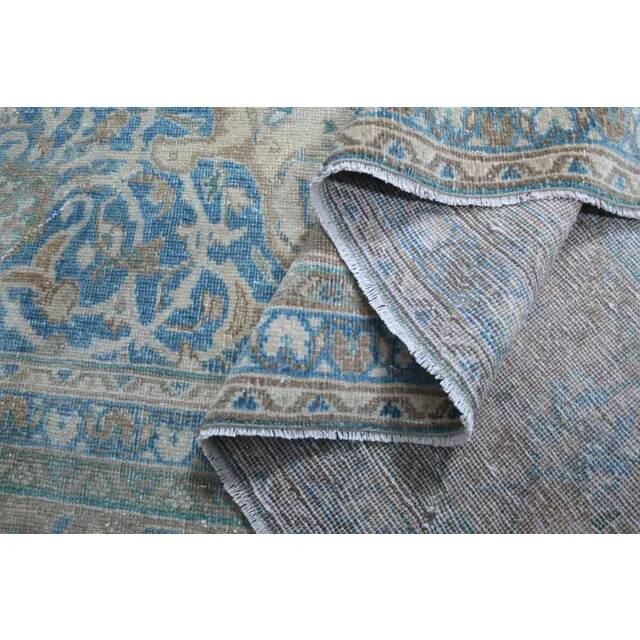 1970s Vintage Persian Handmade Wool Cotton Light Brown Area Rug 295x394