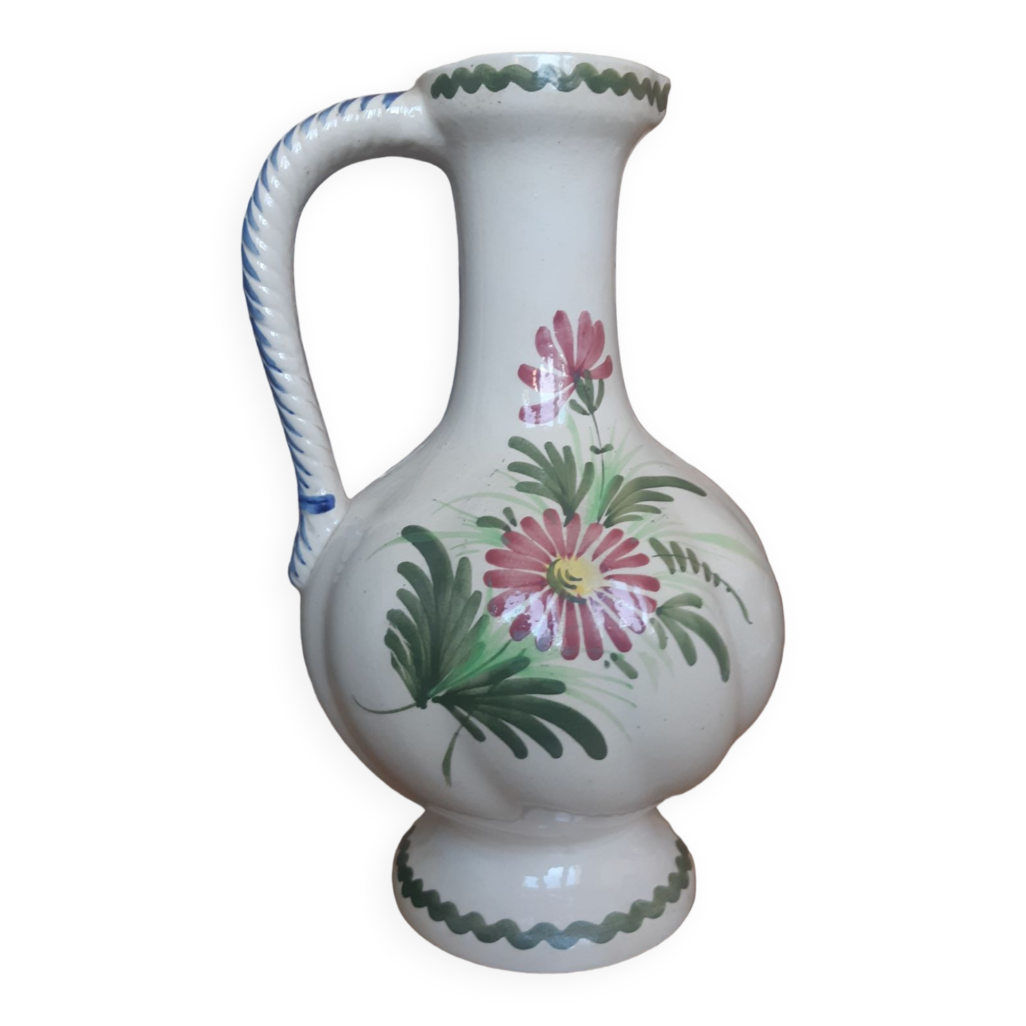 Earthenware vase with floral decoration, Saint-Clément style
