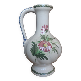 Vase faïence décor fleuri, esprit Saint-Clément
