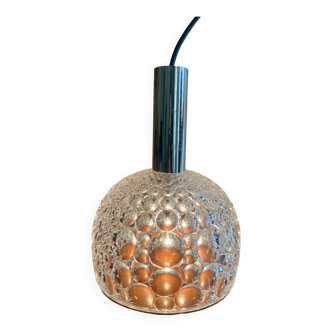Glass pendant lamp with bubble patterns - 1960s