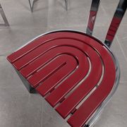 Postmodern chairs in chromed steel and red wood, set of 4, 1980s