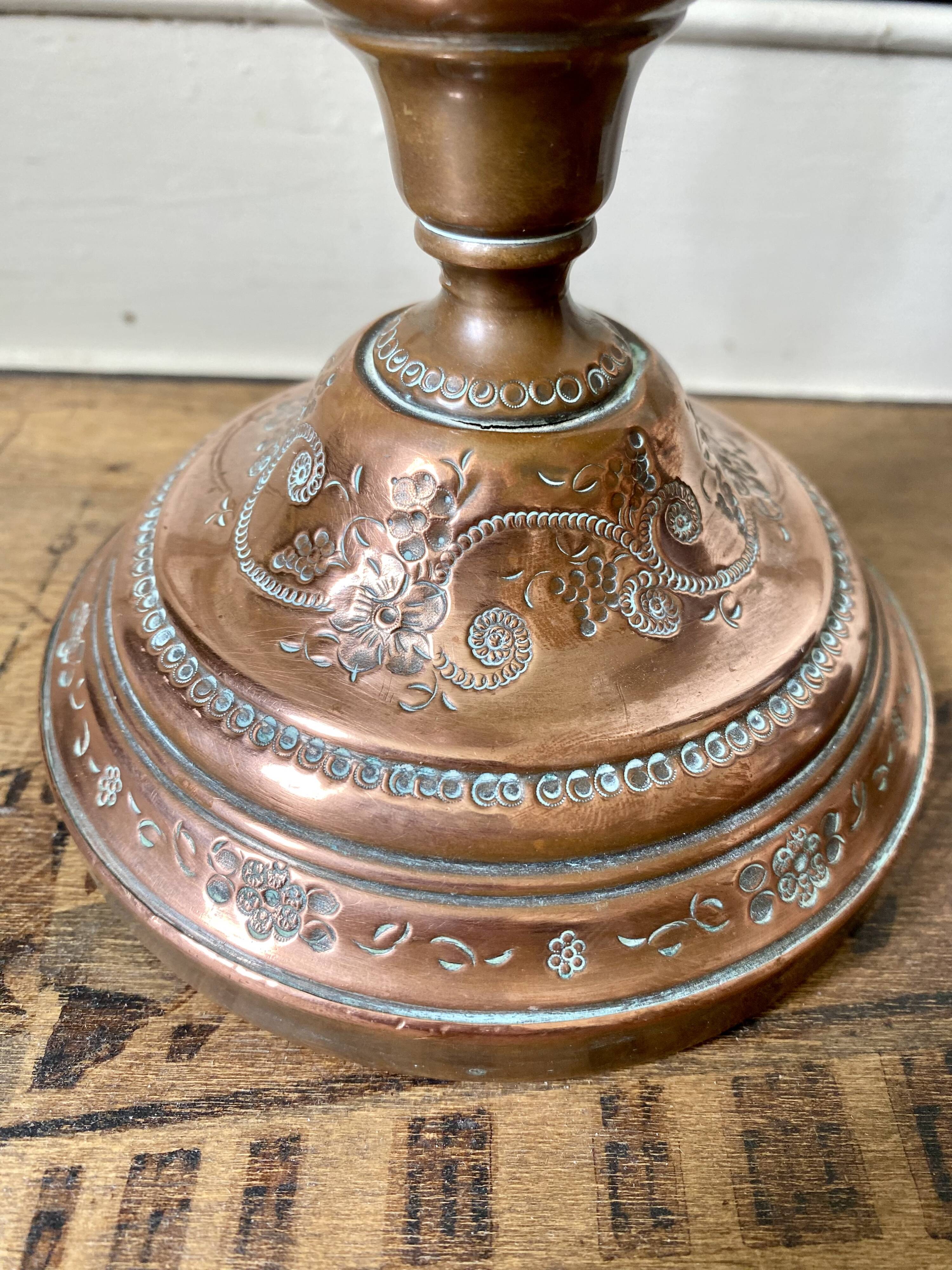 Old copper candle holder