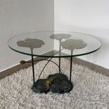Table basse nénuphars en bronze vintage