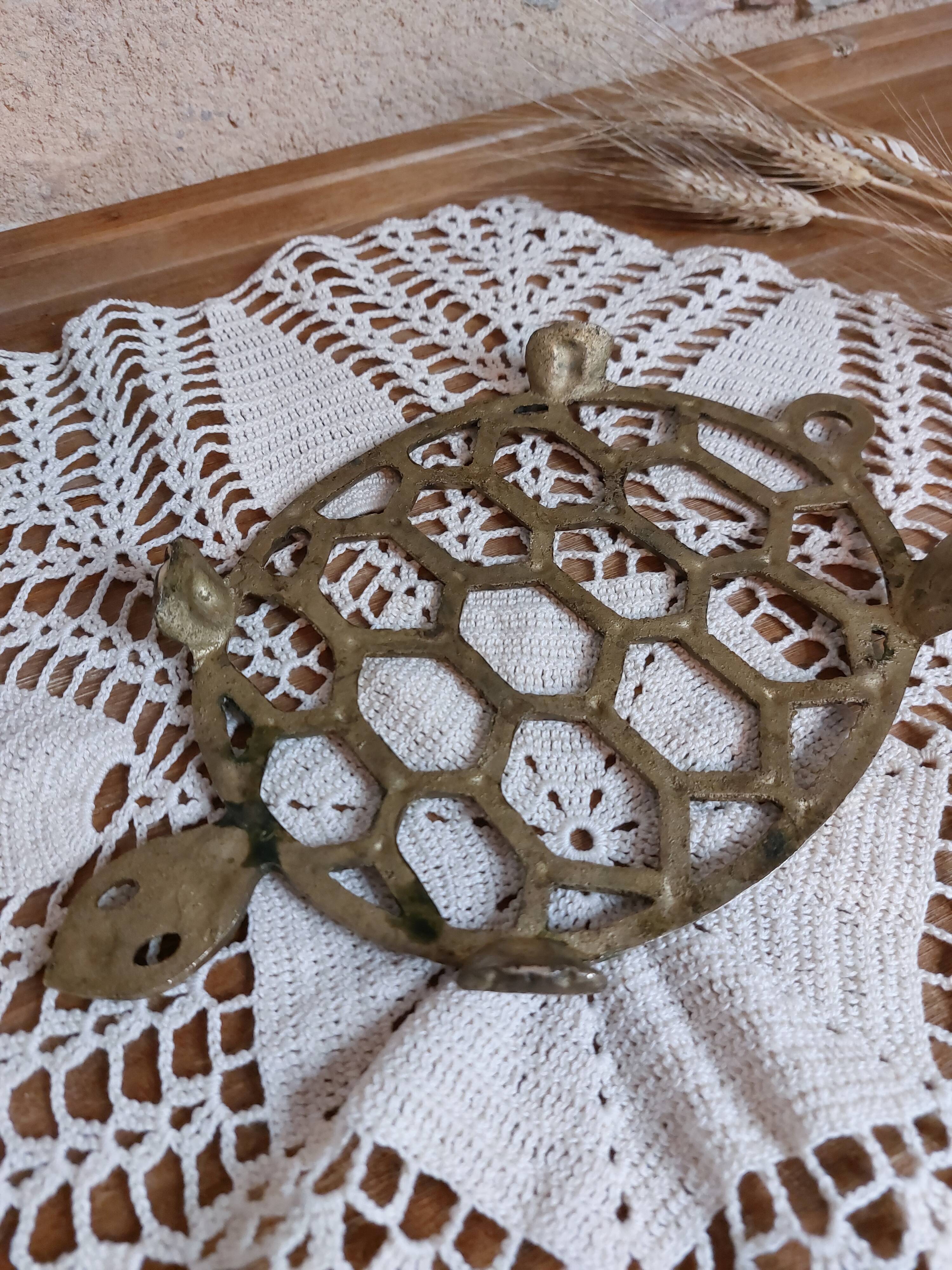 Old brass turtle trivet