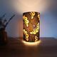 Olive green/yellow ethnic printed flower wax tube lamp