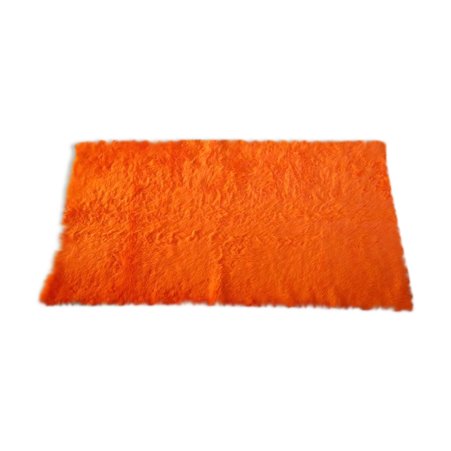 Tapis moumoute orange vintage des années 70