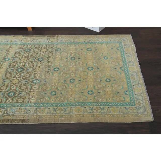 Vintage Turkish Oushak Handmade Wool Cotton Orange Runner Rug 108x294