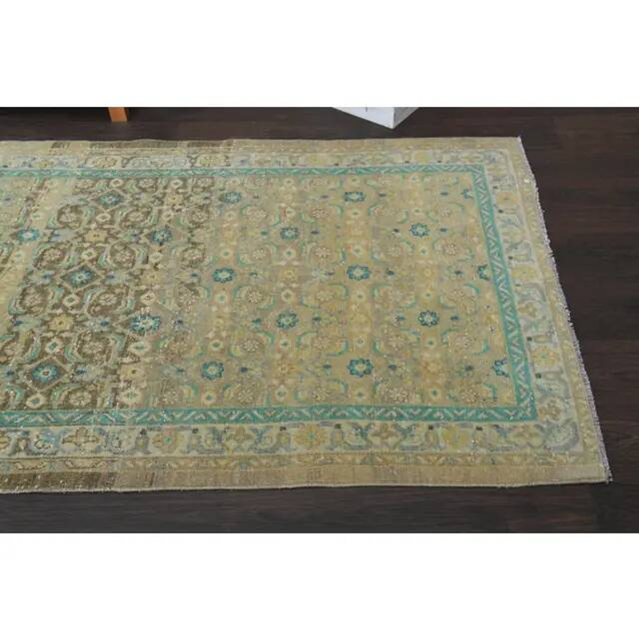 Vintage Turkish Oushak Handmade Wool Cotton Orange Runner Rug 108x294
