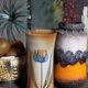 Vintage enameled stoneware potter's diabolo vase