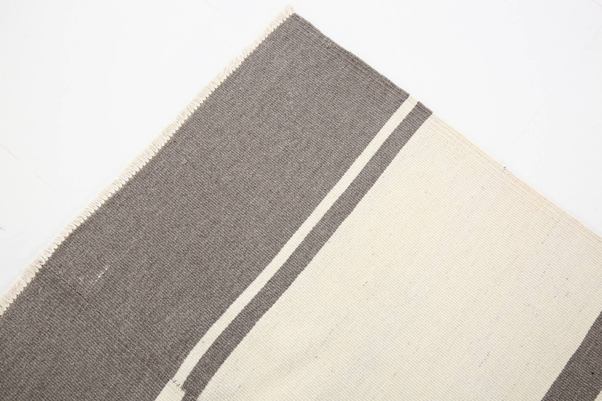 Beige & Gray Ethnic Kilim Rug, 225x276Cm