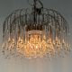 Pair of large chandeliers adorned with glass drops, chrome metal structures, Italy circa 1960.
