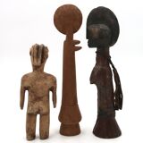 Set of three wooden tribal art statuettes, 1980s