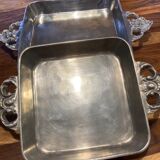 Lot of two square plates cast vintage aluminium