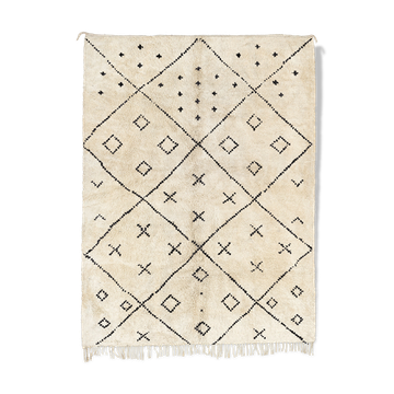 Tapis marocain moderne blanc art contemporain 300x370cm