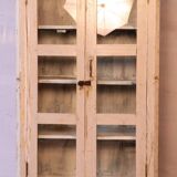 Old display case in Burmese teak with a white-ecru patina