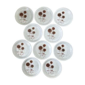 Series of 10 Sarreguemines dessert plates
