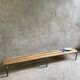 Vintage wood kindergarten bench and tubular structure in Long lacquered metal. 2m / High. 25 cm
