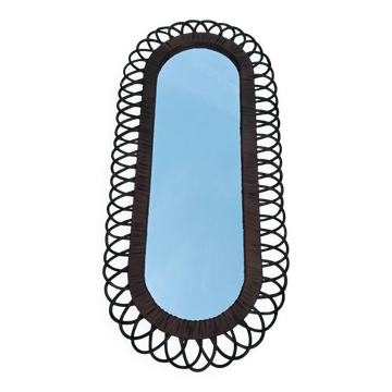 Miroir ovale en rotin