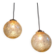 Pair of amber bubble glass pendant lights, 1970s