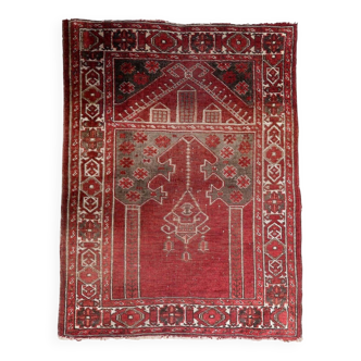 Antique Turkish Konya handmade prayer rug 2.7' x 3.6' 1920s - 1C1220