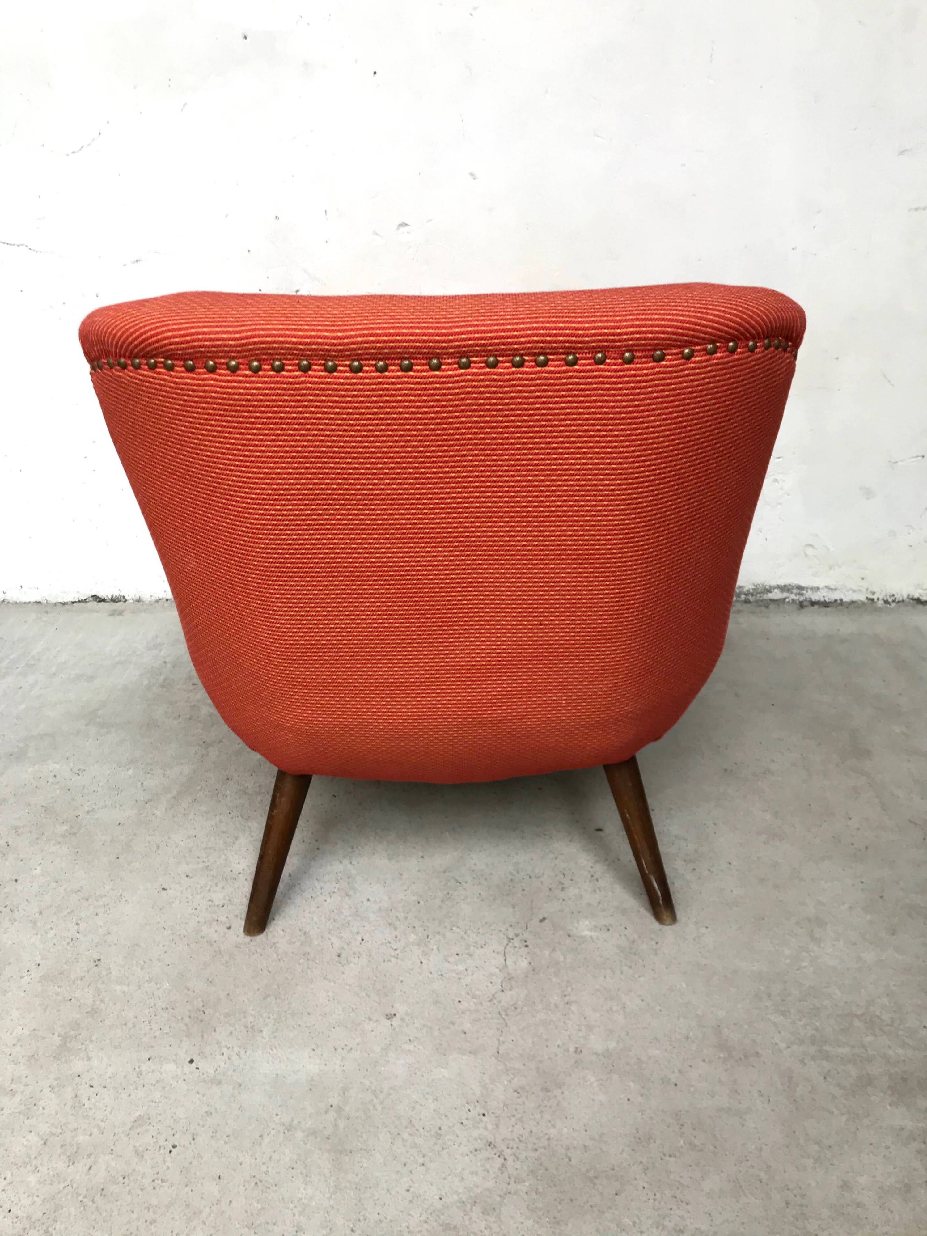 Orange-pink art deco armchair 1930s/40s