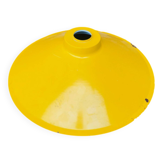 Vintage yellow enamelled sheet metal pendant light
