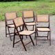 Set of 4 folding chairs wood and canning of the 70s