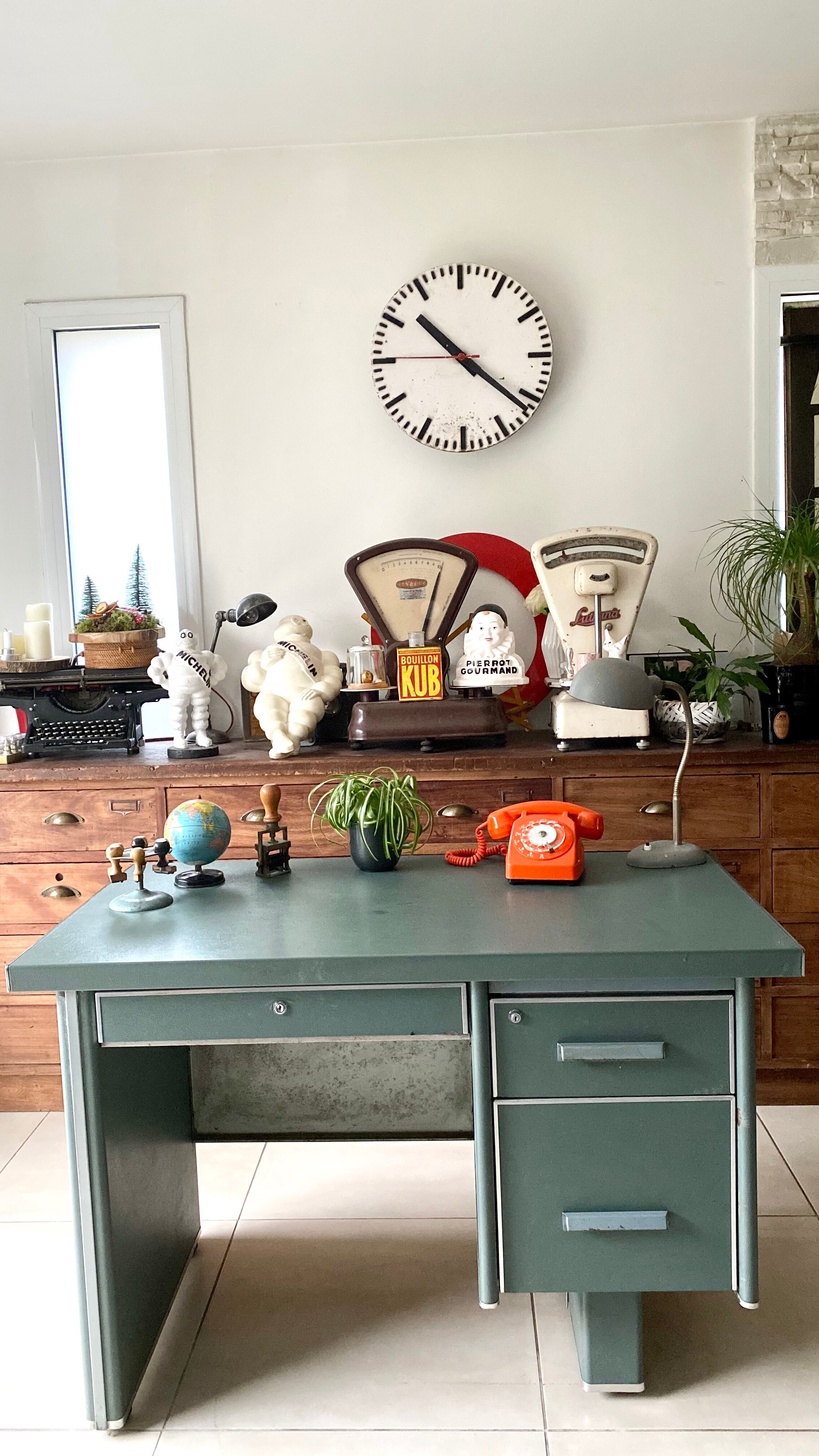 Vintage green metal industrial office