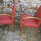 Pair of chairs bridge years 50 wood and fabric