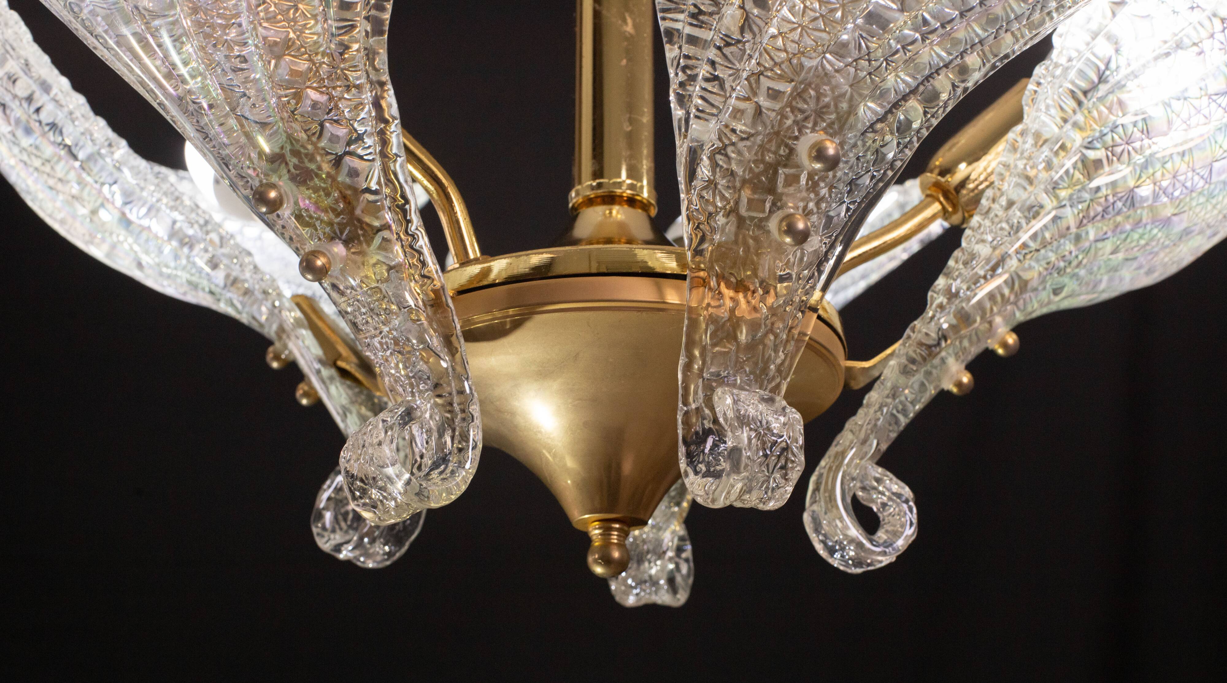 Elegant Murano Candlestick Iridescent Leaves