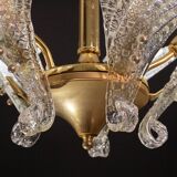 Elegant Murano Candlestick Iridescent Leaves