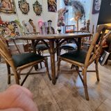 Table set & 4 rattan chairs from 1980