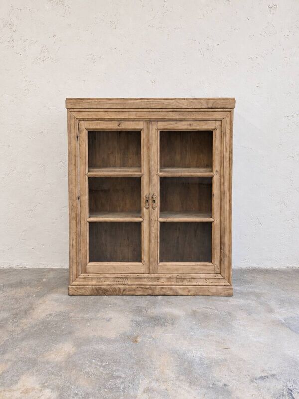Buffet vitrine en chêne – 2 portes avec vitres