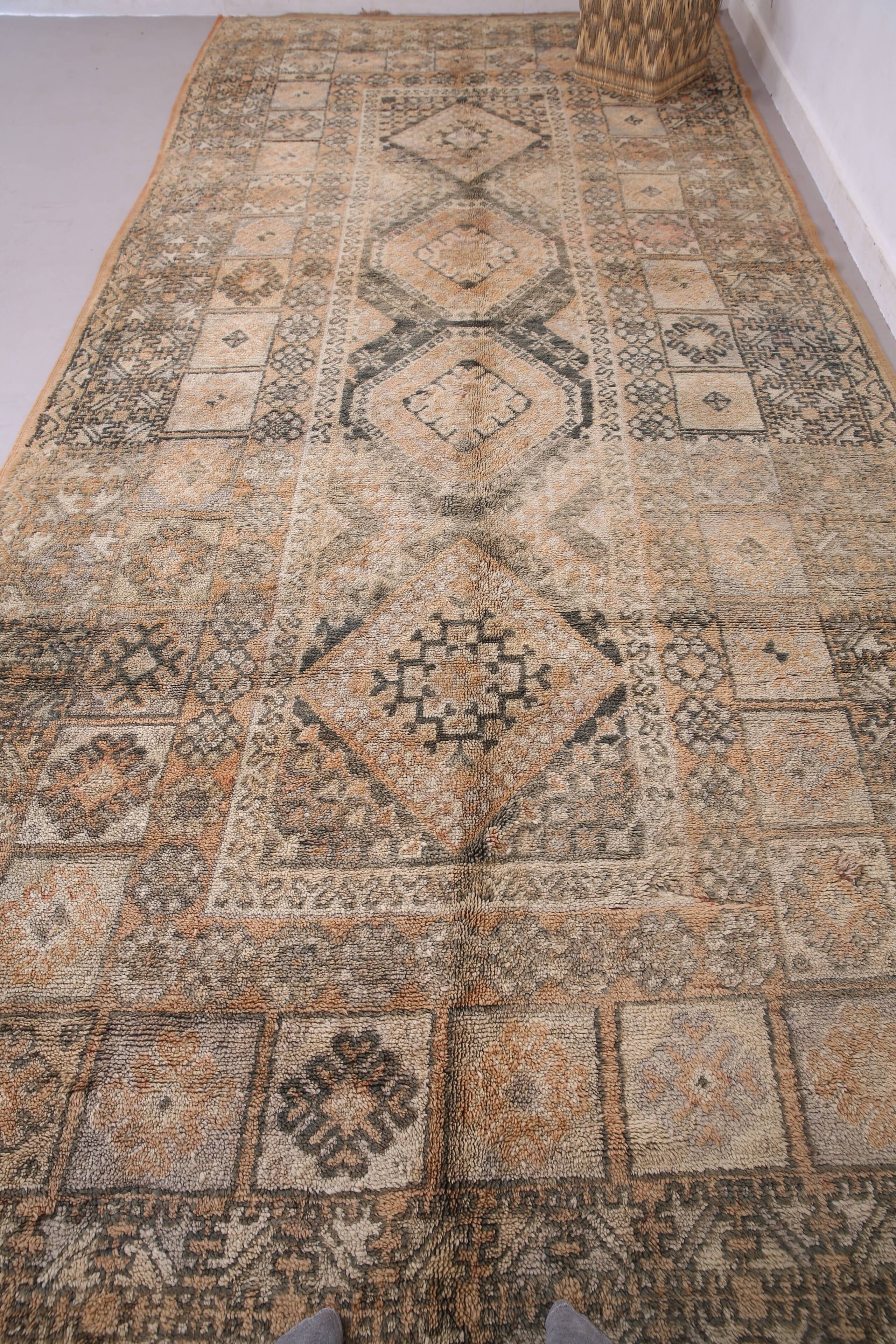 Extra Large Vintage Moroccan Rug  217 x 487 - Berber wool Boho Rug Handmade