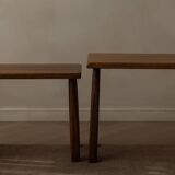 Vintage Oak Nesting Tables (Set of 3) – Rustic Modernist Side Tables, 1970s