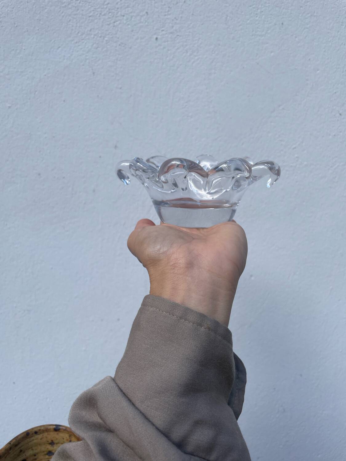 Crystal tea light candle holder in glass Cristallerie Lorraine