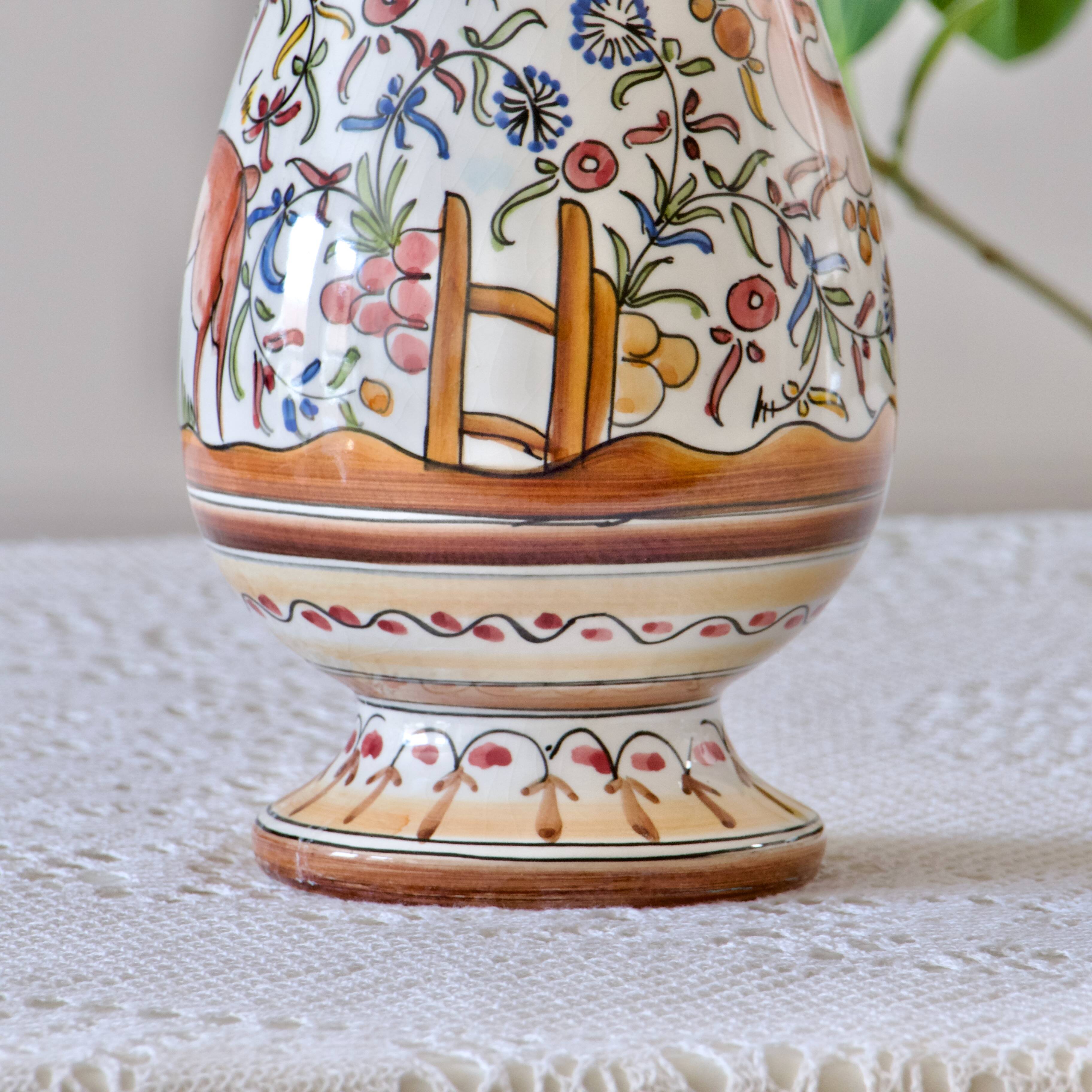Large hand-painted artisanal vase from Coimbra