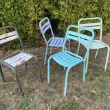 4 mismatched chairs Tolix brasserie bistro terrace French bistro 60s