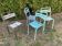4 mismatched chairs Tolix brasserie bistro terrace French bistro 60s