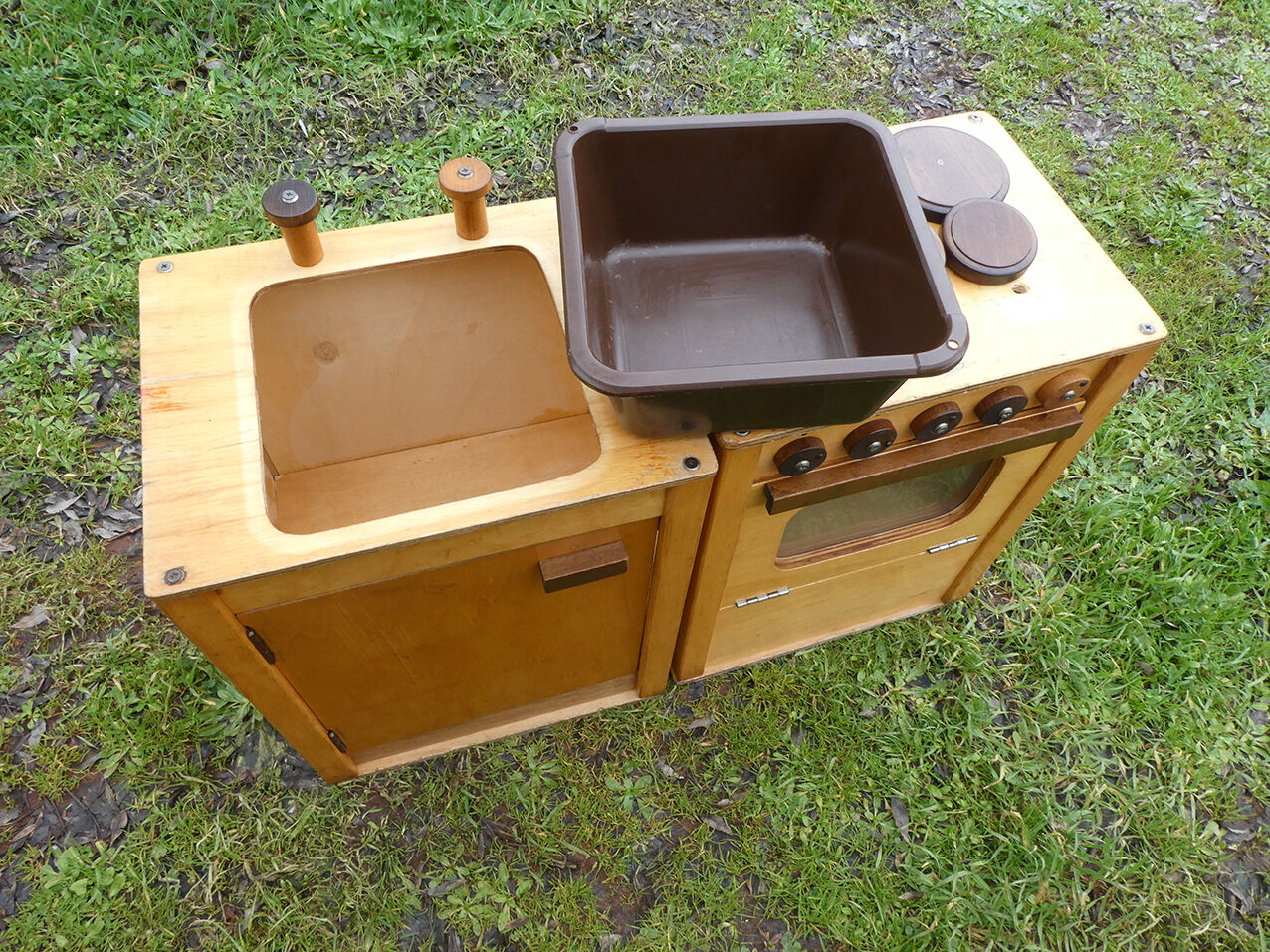 Vintage wooden children's school kitchen set