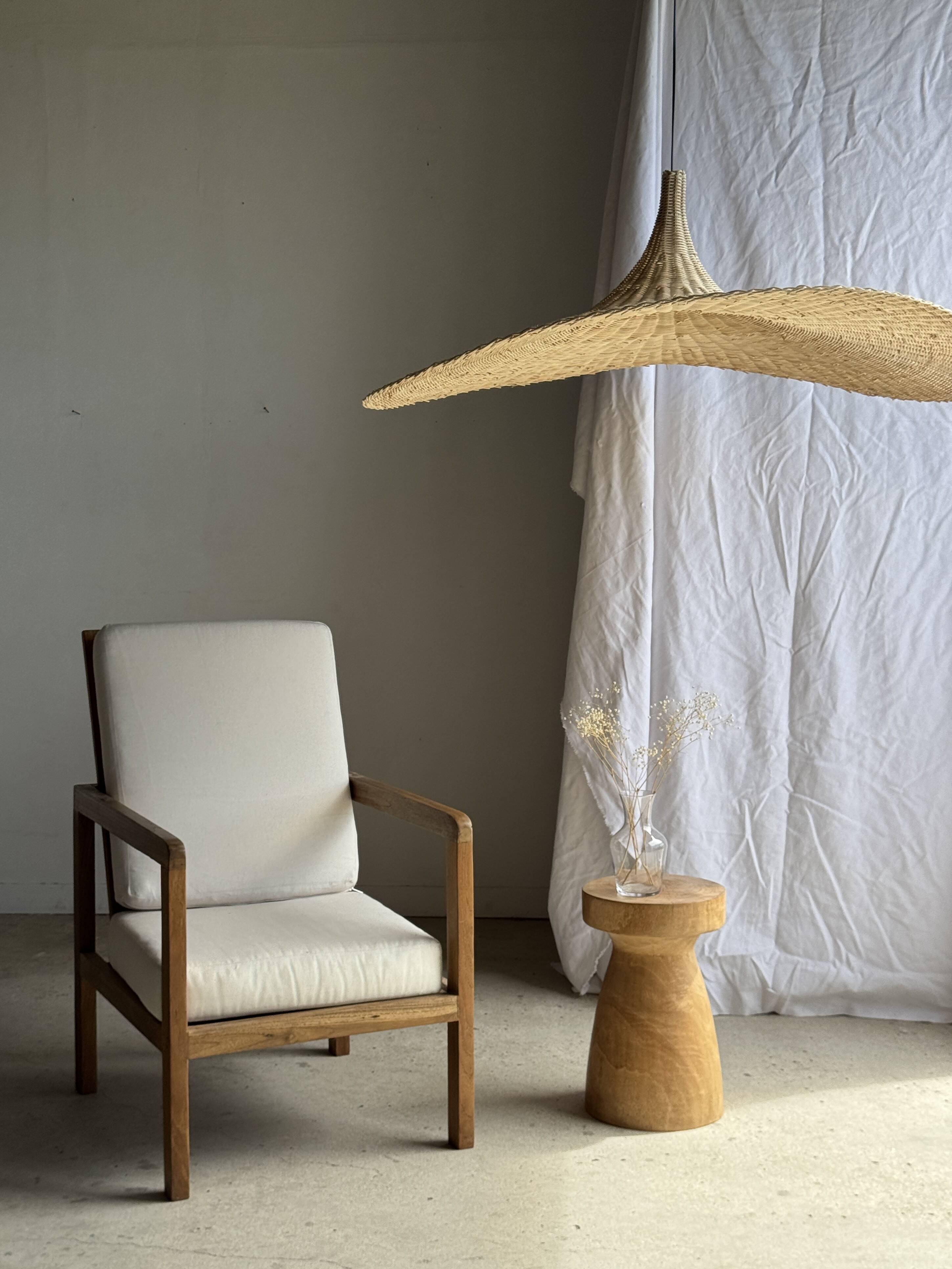 Very large rattan pendant light in the shape of a hat D125 H50