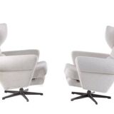 Set of 2 vintage white armchairs, Drevotar, 1970s