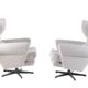 Ensemble de 2 fauteuils blancs vintage, Drevotar, 1970