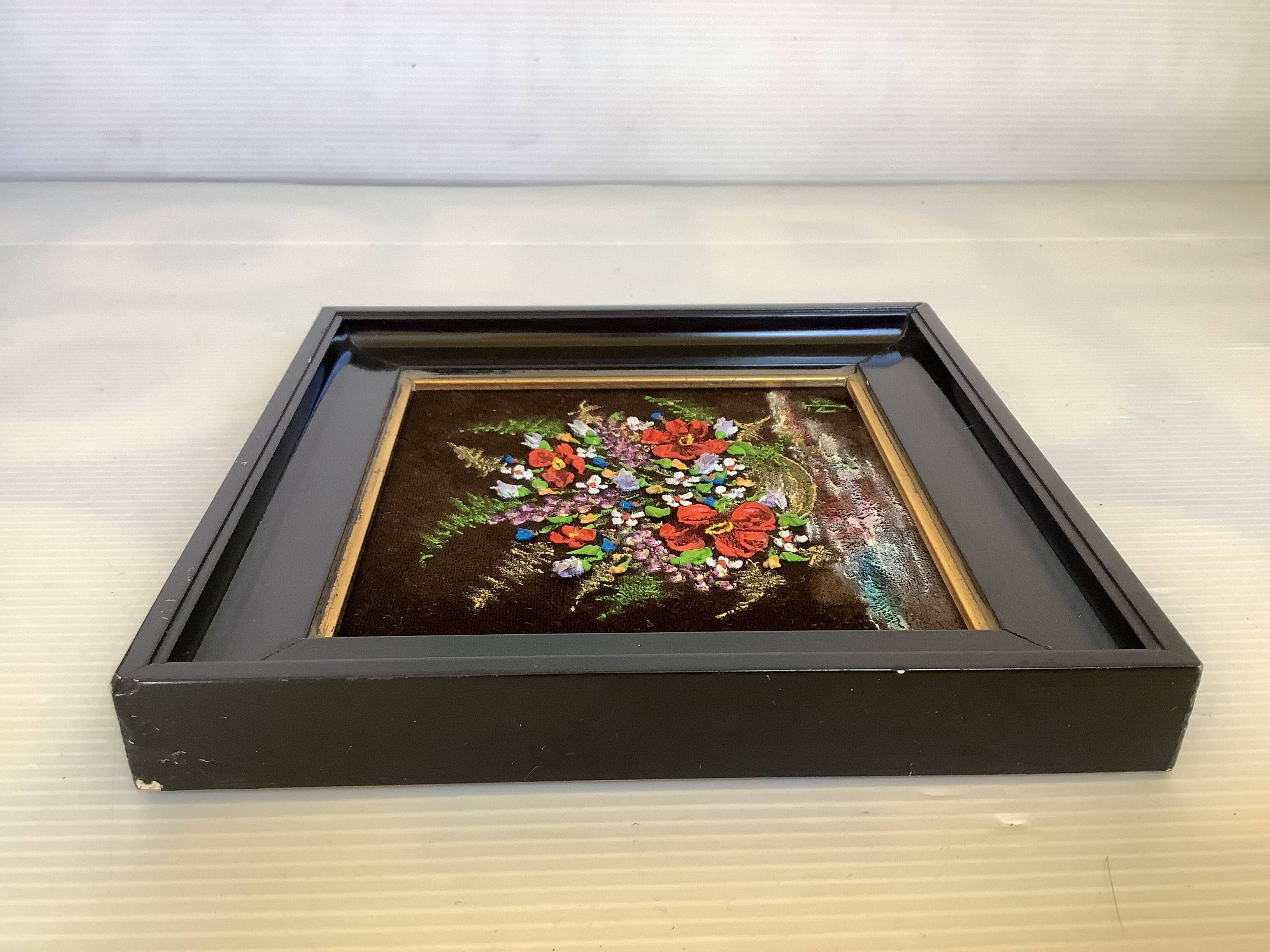 Small painting of a bouquet of flowers signed