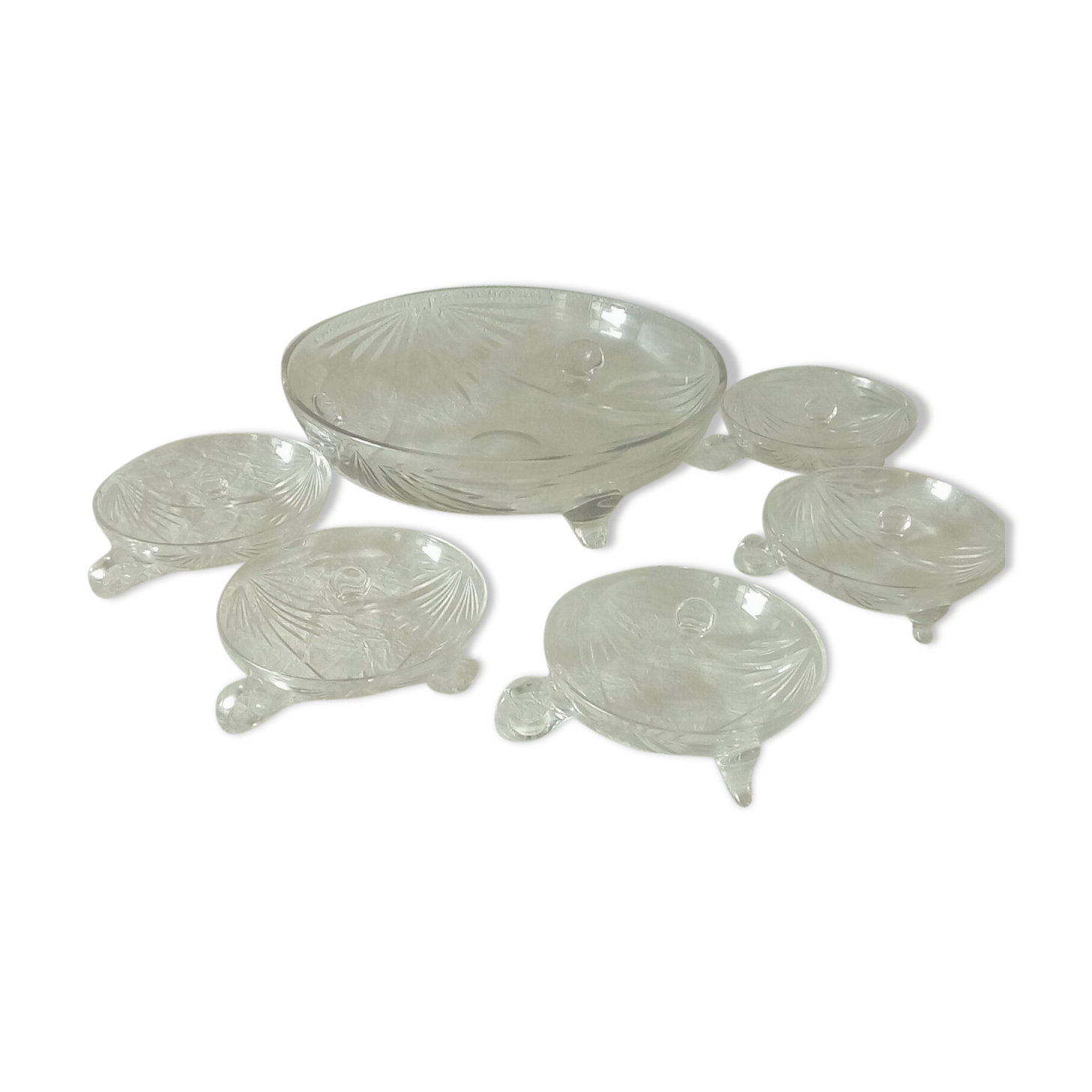 Dessert service salad bowl cut in crystal cut