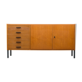 Teak sideboard with grooved drawers, 1960s.